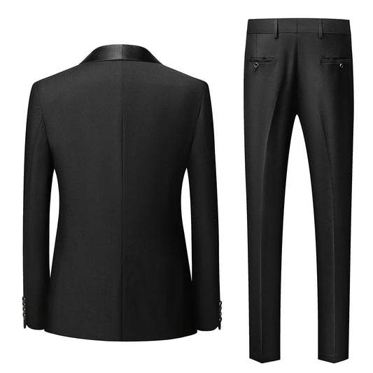 Black Men Wedding Party Three Pieces Set Large Size Male Blazer Fashion Slim