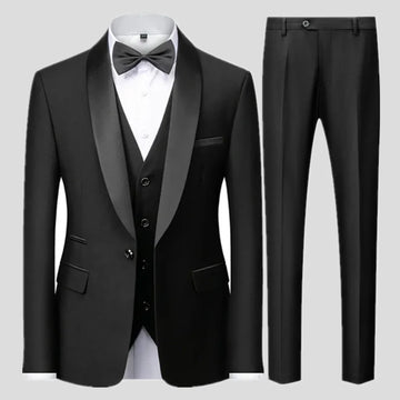 Black Men Wedding Party Three Pieces Set Large Size Male Blazer Fashion Slim