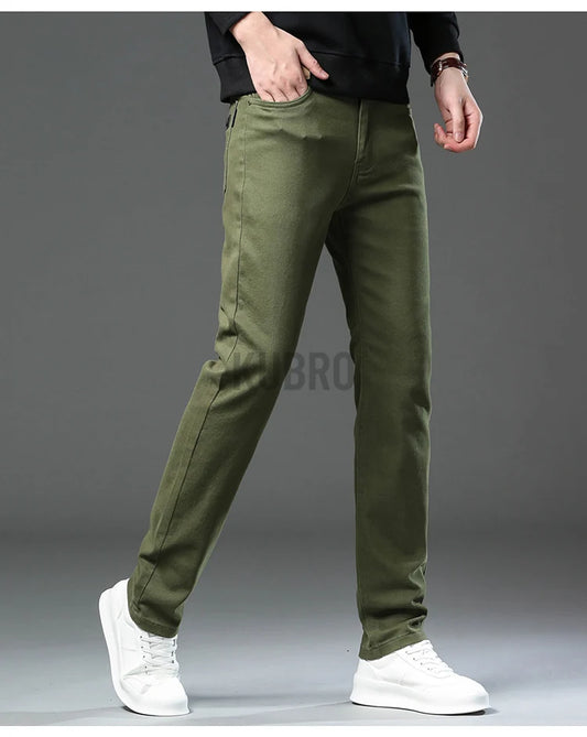 Fashion Loose Straight Business Casual Stretch Denim Pants Male.