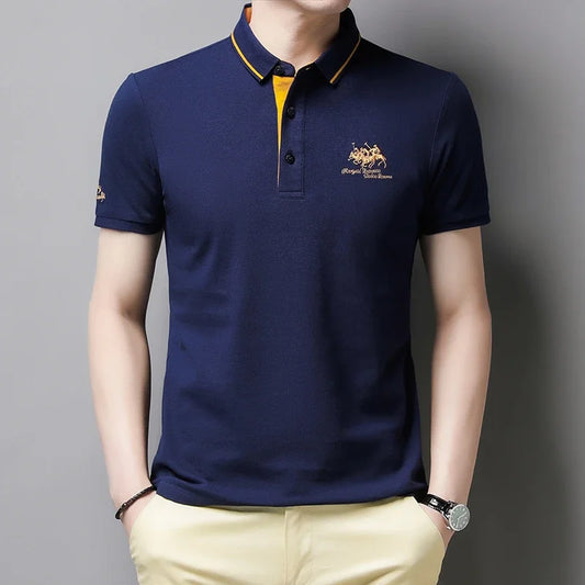 Men's Embroidered Casual Fashion Short Sleeved POLO Shirt.