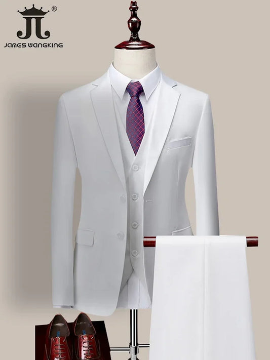 High-end Brand Formal Business Mens Suit Three-piece Groom Wedding.