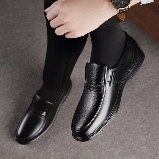 Men's Loafers Dress Moccasins Breathable Slip on Black Driving
